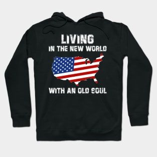 Living In The New World With An Old Soul America Flag Hoodie